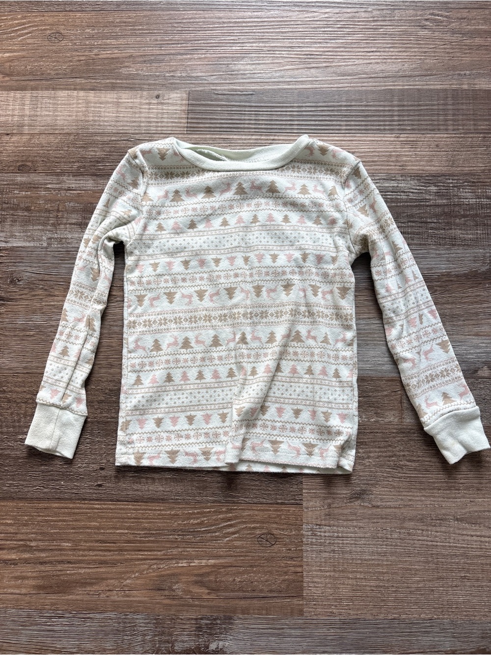Rabbit + Bear Organic Pink/Brown Christmas PJ Long Sleeve Shirt | Size 4T